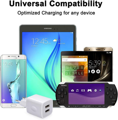 European Wall Charger,  2-Pack USB 2.1AMP Universal Europe Charger Block Dual Port Plug Compatible for Iphone 15 14 13 12 11 Pro Max XS XR X SE 8 7 6 Plus, Samsung S23 S22 A14, Note 20,Lg,Moto