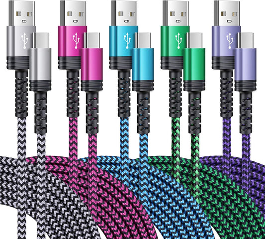 Type C Charging Cable,  5Pack 6FT Braided USB a to USB C Fast Charger Cable Android Phone Charger Cord for Samsung Galaxy S23 S22 Ultra S22+ S21 FE S20 S10 Note20 A53 A52 A14 A13 5G, Pixel 7 Pro
